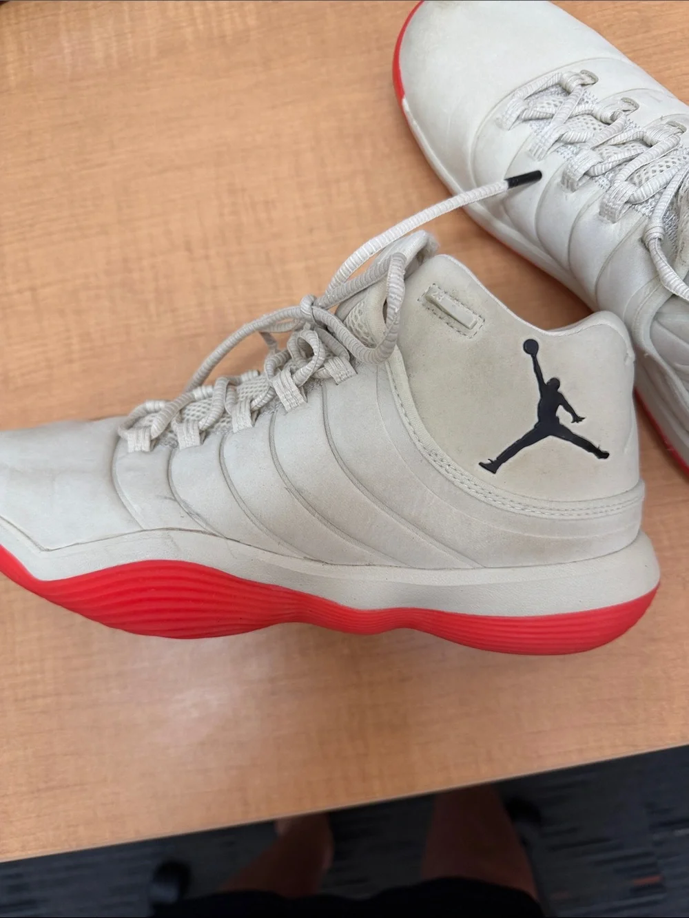 Jordan Men’s White Athletic Shoes with Red Interior